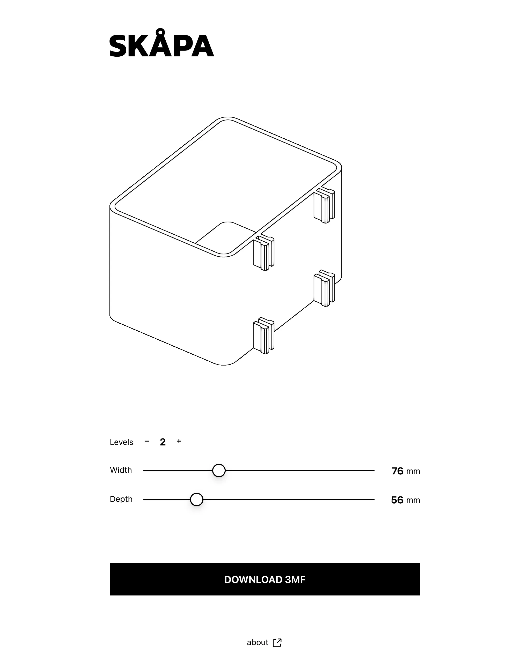 User interface of skapa.build